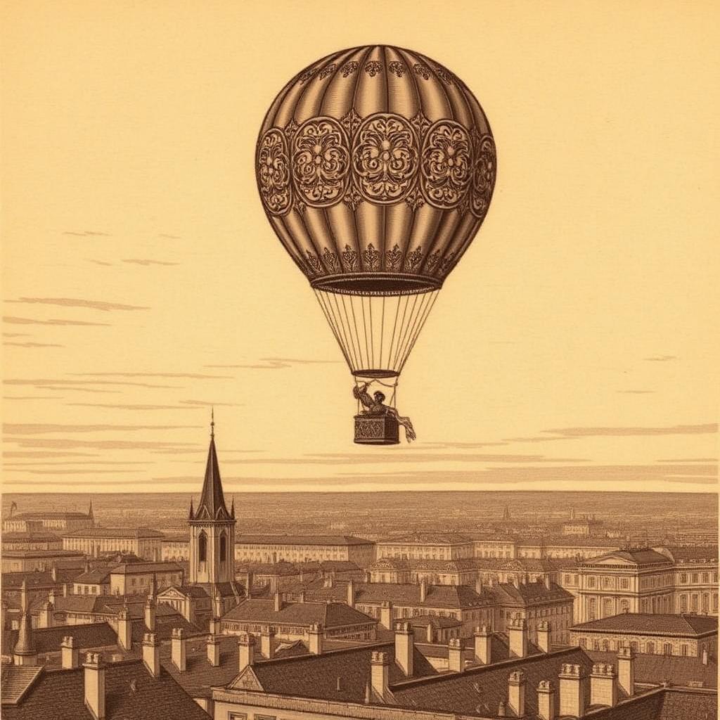 Paris, 21 novembre 1783 — Pilâtre de Rozier et d'Arlandes, premiers hommes dans le ciel.